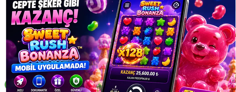 Neon şeker grafikleri ve atmosfer – Sweet Rush Bonanza